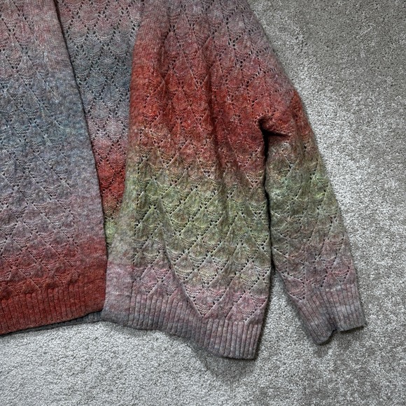 Penelope Rose Ombre Knit Open Front Cardigan Sweater XL Boho Cozy Cottagecore - Picture 3 of 13